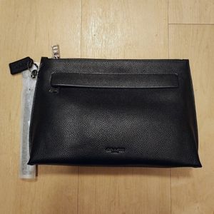COACH pebbled leather zip pouch clutch bag